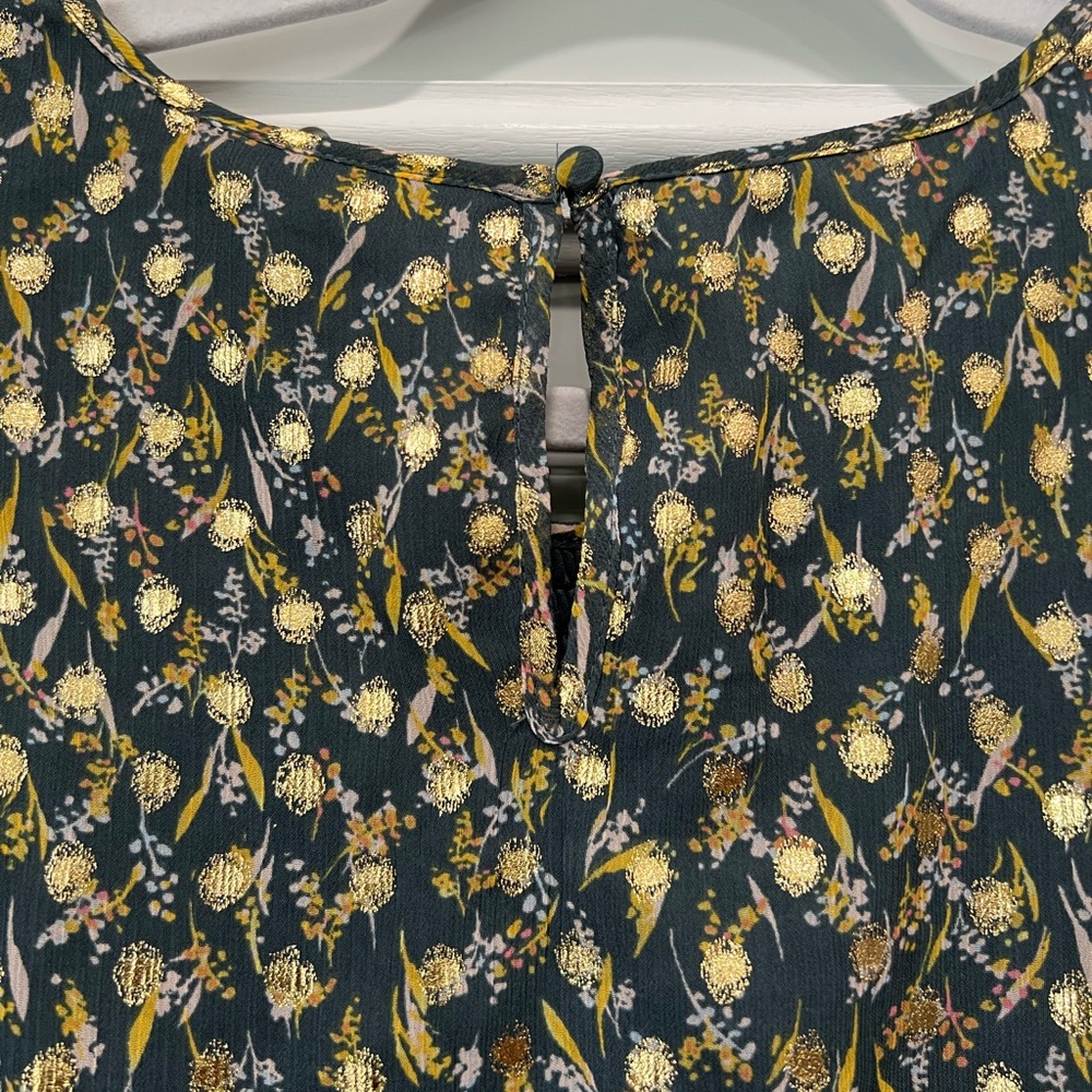 NWT LC Lauren Conrad Smocked Yoke Babydoll Dress, fall & winter colors gold - Picture 12 of 13